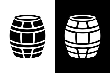 Vintage Barrel Icon Vector Clean Black & White Silhouette.