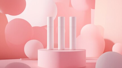 Pink Aesthetic Display of Cosmetic Bottles