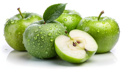 green apples with water drops