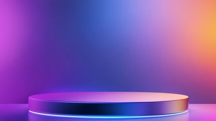 Vibrant illuminated platform against a colorful gradient backdrop for creative presentations