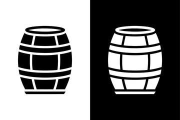 Vintage Barrel Icon Vector Clean Black & White Silhouette.