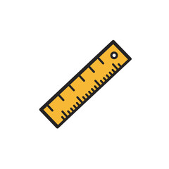 Yellow ruler illustration on white background  