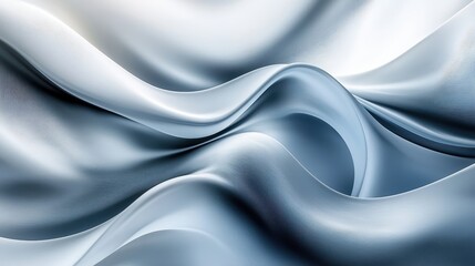 Obraz premium Abstract fluid waves in silver tones with smooth textures and light reflections