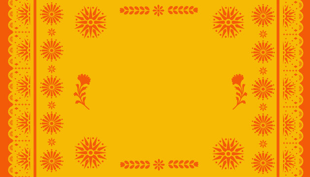 Traditional Mexican Background with Papel Picado Decoration and Mexican Pattern Ornaments. Best for Cinco de Mayo, Mexico Independence Day and other Celebrations. 