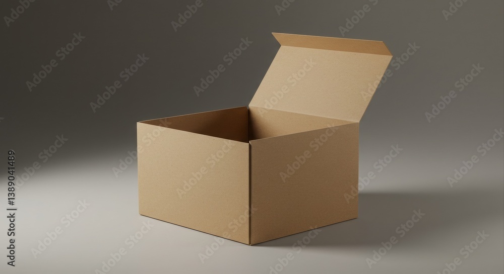 Poster empty cardboard box ready for product display.