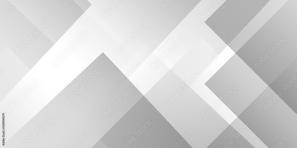 Fototapete Vector white and gray overlap triangle geometric technology pattern. minimal rectangle arranged white lines transparent web square background layers. overlap web presentation design.	