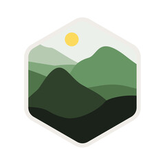 landscape illustration with green mountain flat design