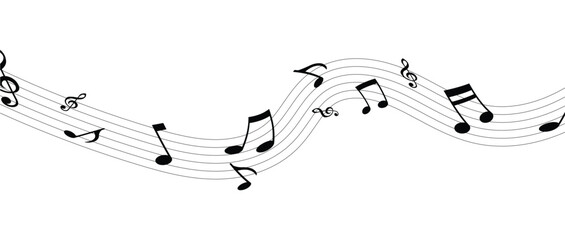Music notes waves on a white, Curve musical signs, sound wave line symbol in eps 10.