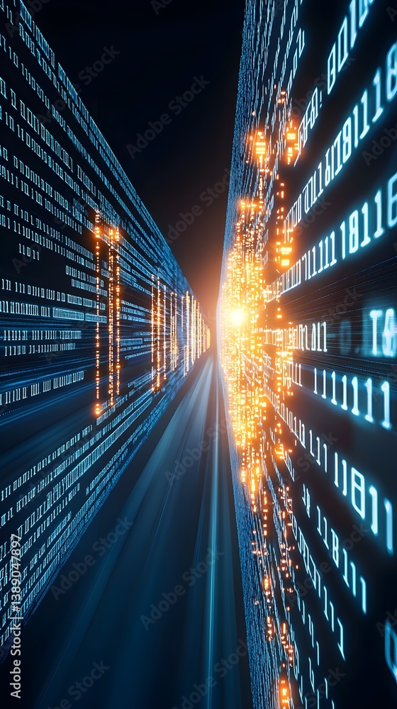 Poster a massive language model processing vast amounts of data, digital text streams flowing through a hol