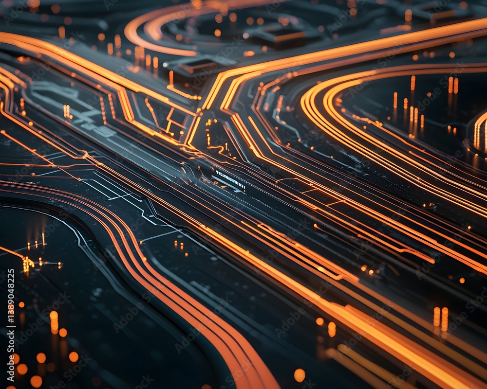 Poster ai-powered computation at its peak, quantum circuits visualizing machine learning processes, glowing