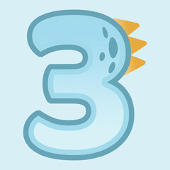 Dinosaur Number 3 Sign Birthday Blue