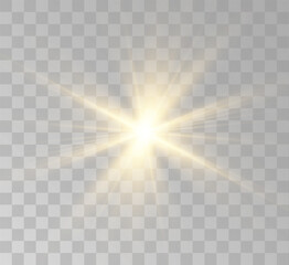 Transparent yellow sunlight special lens flash light effect. Front solar flare lenses	