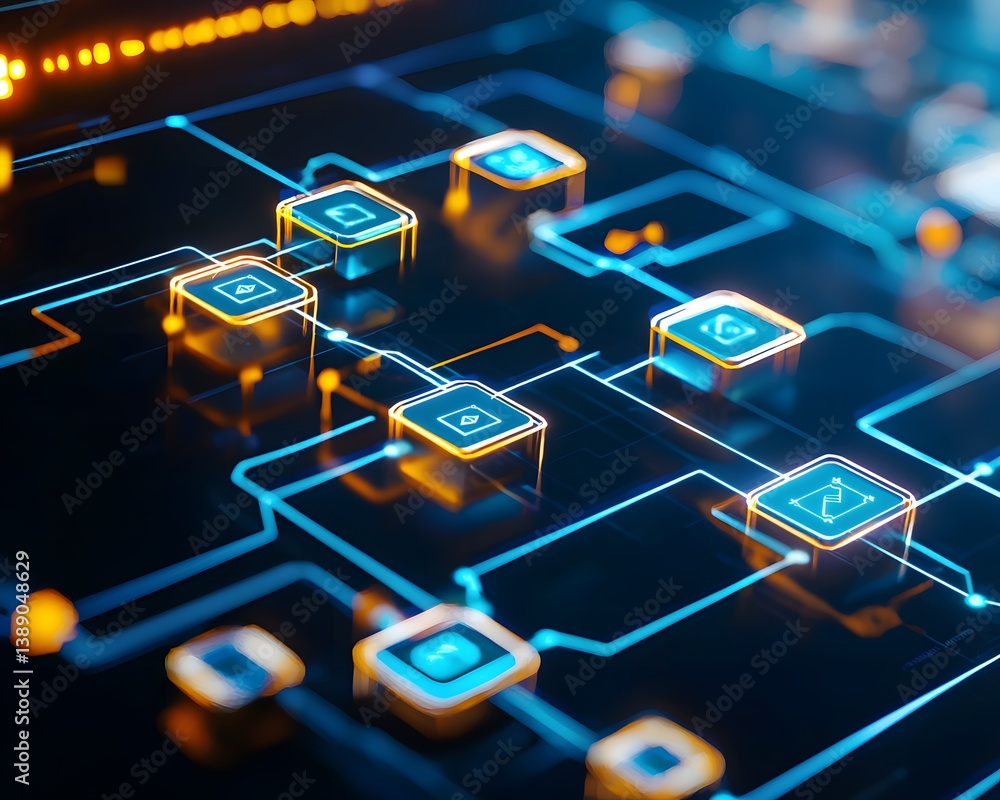 Poster tokenization process in ai, futuristic digital tokens floating in a glowing cyber environment, data 