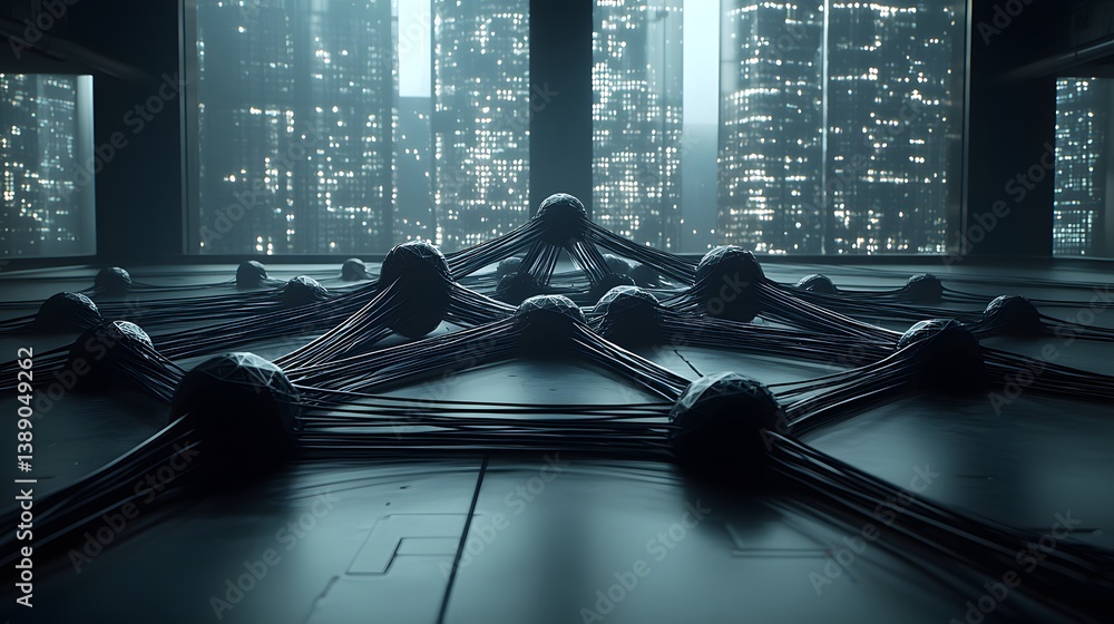 Poster scalability in artificial intelligence, massive interconnected neural clusters, vast futuristic data