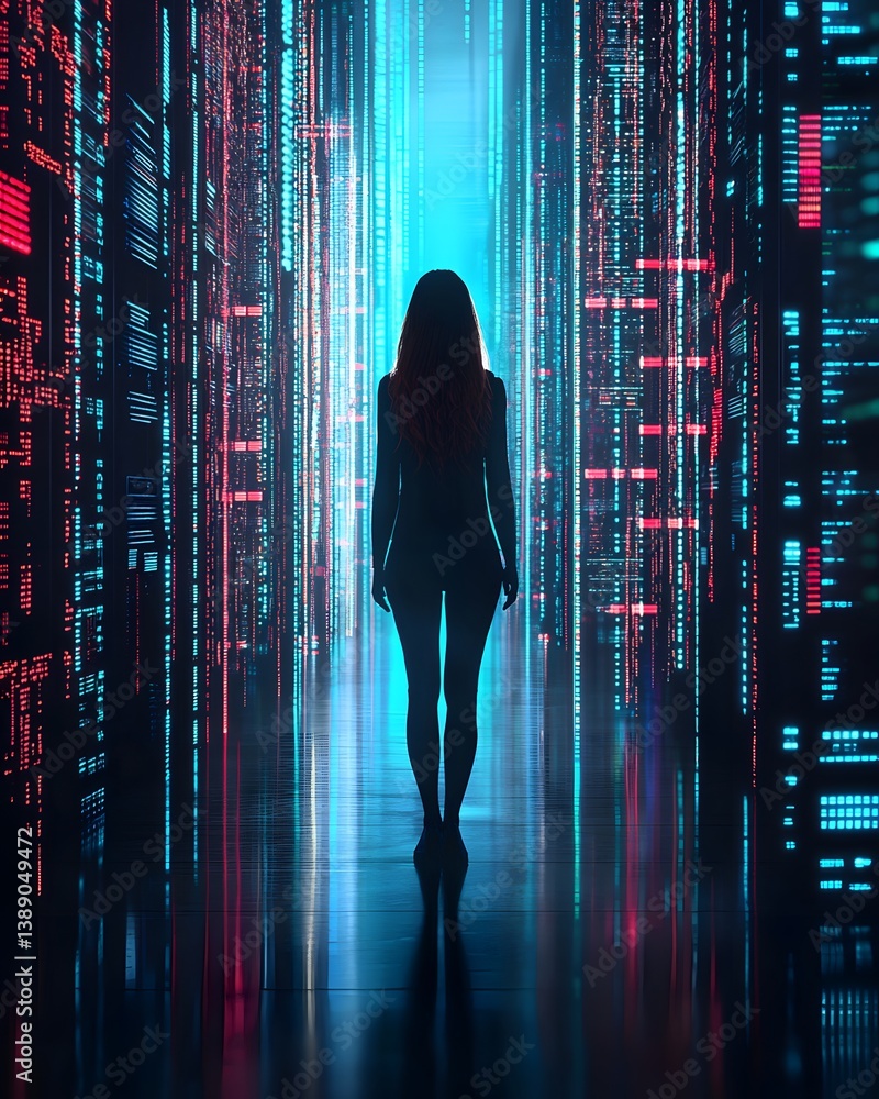 Poster ai-driven predictive analytics, deep machine learning analyzing real-time trends, futuristic cyber i