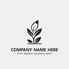 Plant illustration for logo company black and white vector image

