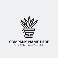 Plant illustration for logo company black and white vector image
