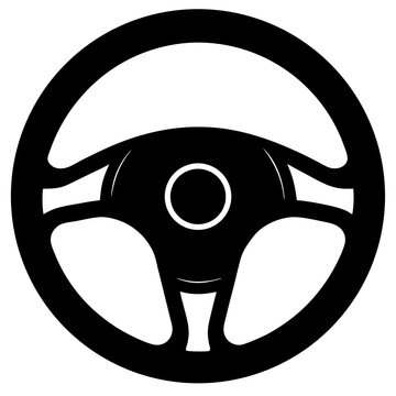 recommend clip art: Automotive Steering Wheel Icon Bold B/W Silhouette Vector.