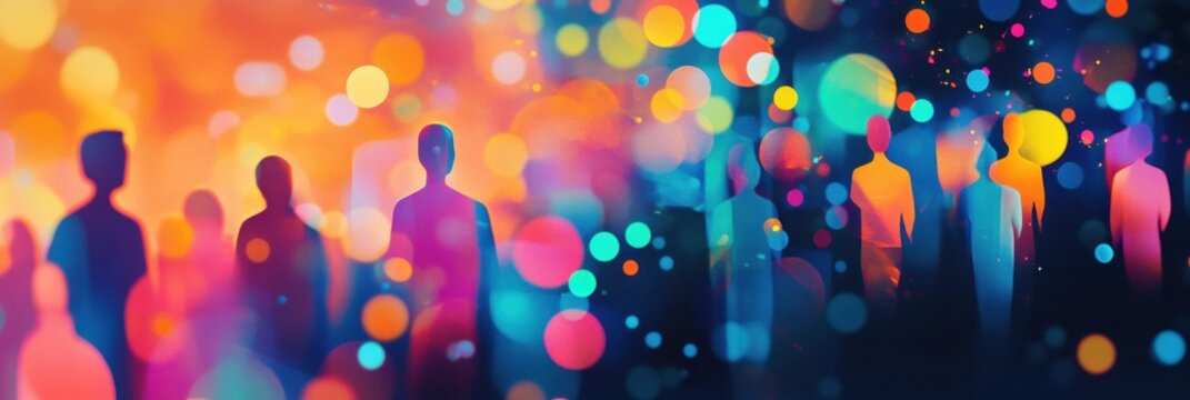 Colorful figures emerge on a vibrant digital grid illustrating unique customer insights and the future of personalized marketing strategies