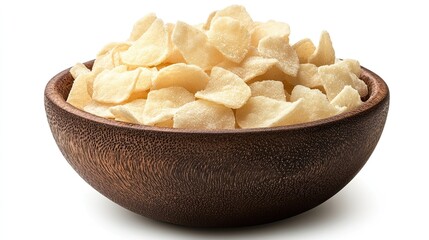 Cassava chips in bowl, traditional crispy snack, perfect for relaxing or watching TV shows