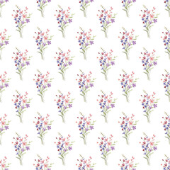 Seamless pattern, floral minimalist repeat background with watercolor flowers. Fabric wallpaper print texture. Perfectly for backdrop, wrapped paper.
