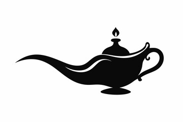 genie lamp silhouette vector illustration   