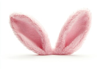 Fluffy pink easter bunny ears on white background symbolizing spring holiday celebration and playful spirit in studio shot