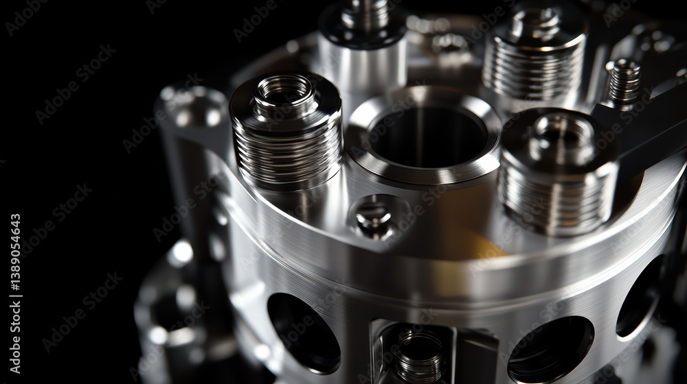 Poster precision machined component: a close-up shot reveals the intricate details of a precisely machined 