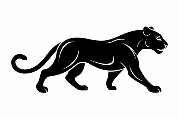 jaguar in motion silhouette vector line art illustration