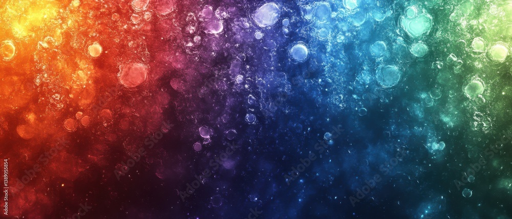 Poster abstract cosmic nebula background with vibrant colors and ethereal bubbles in a mesmerizing gradient