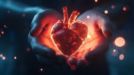 Virtual Heart in Hands – Cardiology and Healthcare Concept