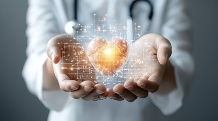 Virtual Heart in Hands – Cardiology and Healthcare Concept