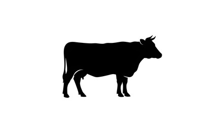 Black silhouette of a cow on white