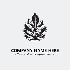 Plant illustration for logo company black and white vector image
