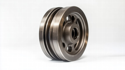 Industrial Pulley: A detailed shot of a robust industrial pulley, engineered for strength and precision. Perfect for conveying mechanical design and the essence of production.