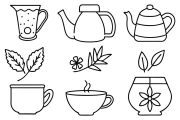 Herbal Tea Line Art Unique Illustration for Elegant Artwork Designs  