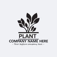 Plant illustration for logo company black and white vector image
