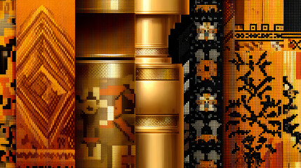 Abstract Gold Brown Orange Geometric Texture Background