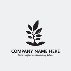 Plant illustration for logo company black and white vector image
