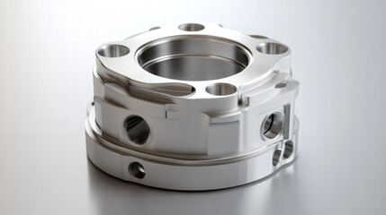 Naklejka premium Precision Metal Component: A meticulously crafted metal component, reflecting industrial innovation and engineering excellence. Its smooth surface hints at advanced manufacturing.