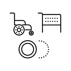 Easy Access Icons Wheelchair Braille Line Art Vector