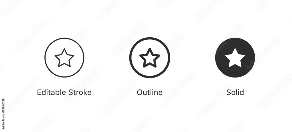 Aufkleber favorite star icon rating symbol reward rating mark icons - starred messages icon sign in three styl