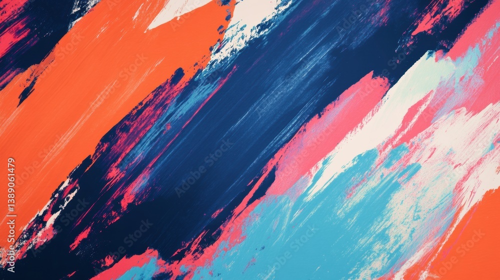 Poster vibrant artistic background with expressive brush strokes in bold contrasting colors ideal for creat