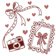 Hand-Drawn Coquette Frames with Hearts, Ribbons & Bows – Whimsical Vintage Borders for Invitations, Cards & Prints | Trendy Vector Illustrations