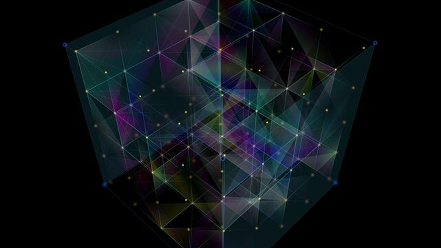 Abstract background  3D digital cube quantum computing.3D algoritm blockchain grid  dinamic blocks. Big data. Multi core box. Artificial intelligence design.