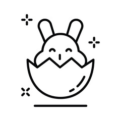 Bunny egg hatching icon designed in outline style