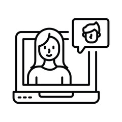 Online Friendship vector outline icon. EPS 10 file