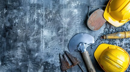 Labor Day Blue - Gray Background: Presenting Workers' Steady and Resolute Struggle Posture with the Blue - Gray Tone