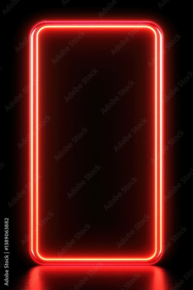 Aufkleber luminous red neon frame glowing against a dark background creating a vibrant and modern digital desi
