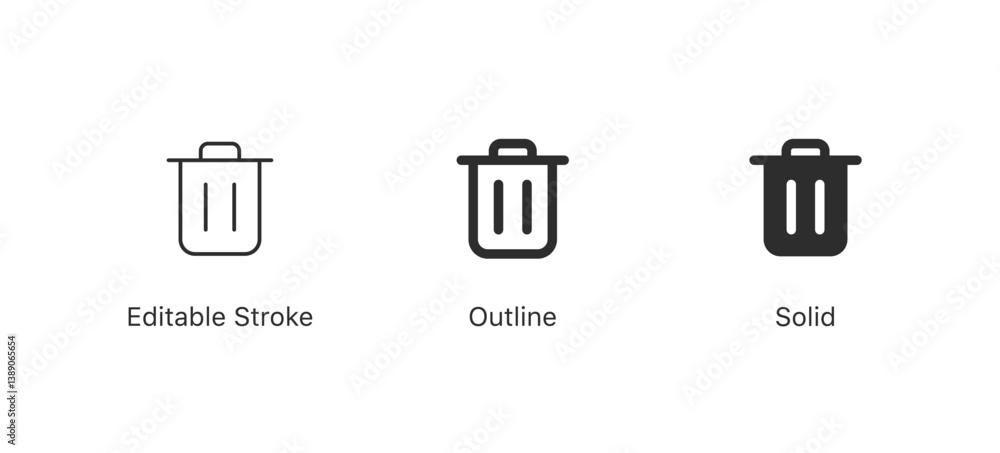 Poster trash bin icon symbol. editable stroke, outline flat style